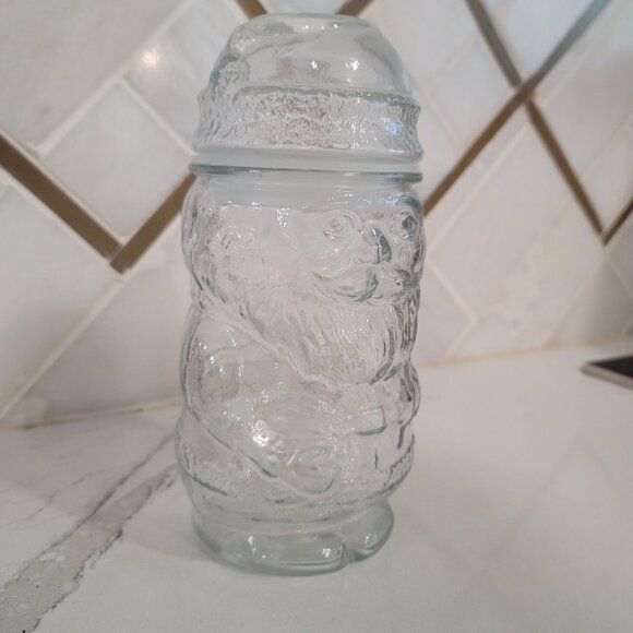 Vintage Santa Claus Clear Glass Canister Jar Container Kitchen Storage candy - Picture 4 of 6